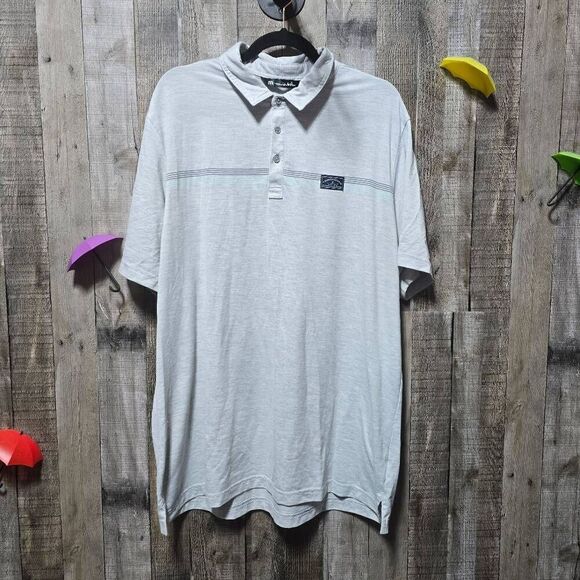 5/$25 Travis Mathew Polo Shirt Mens XXL (Slim Fit) Light Gray Short Sleeve Logo - Picture 2 of 7